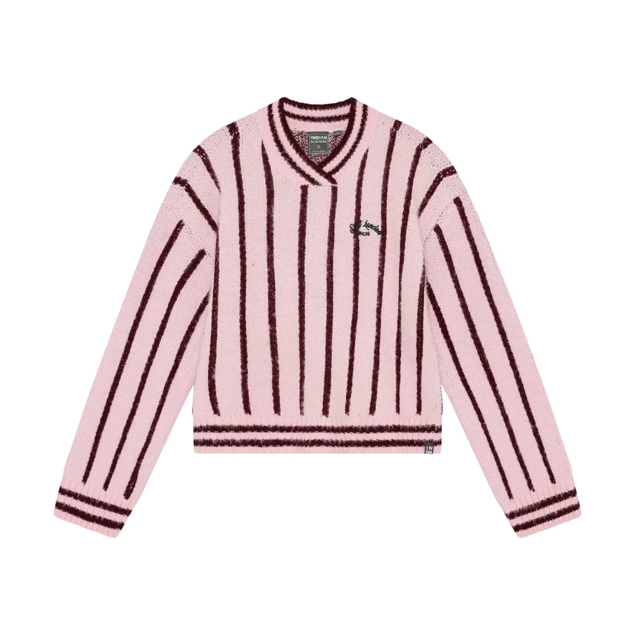 Indian Blue Knitwear Fuzzy Stripe