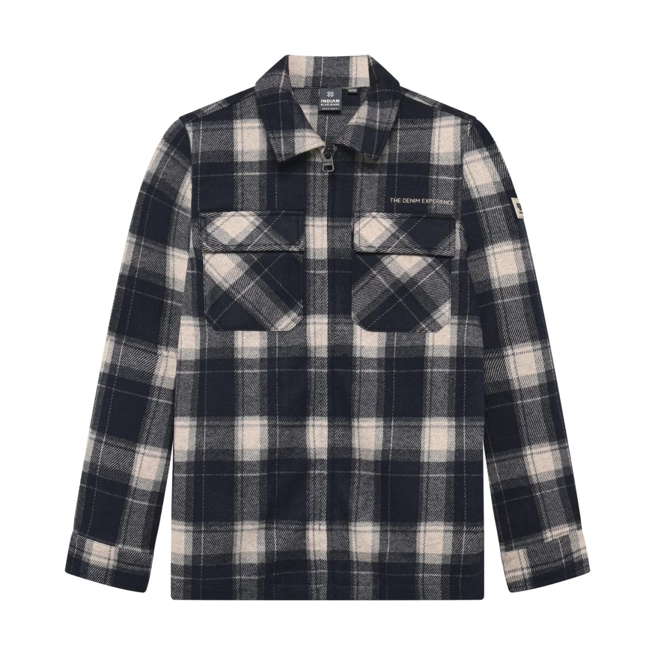 Indian Blue Shirt Jacket Zip Check