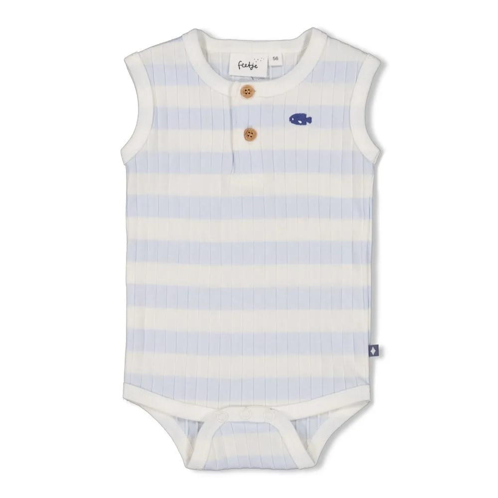 Feetje Romper Rib Met Streep K/M - Blue Ocean