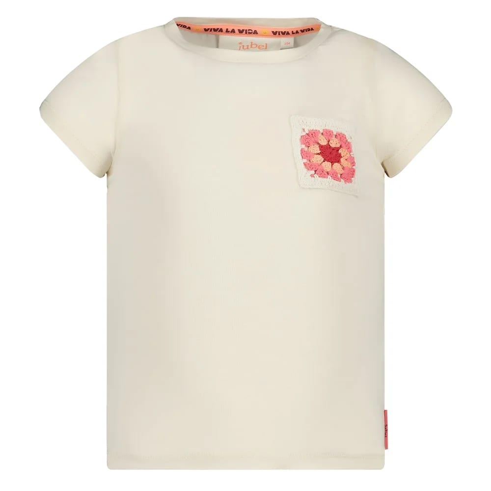 Jubel T-Shirt Met Crochet Zakje - Salsa Sunset