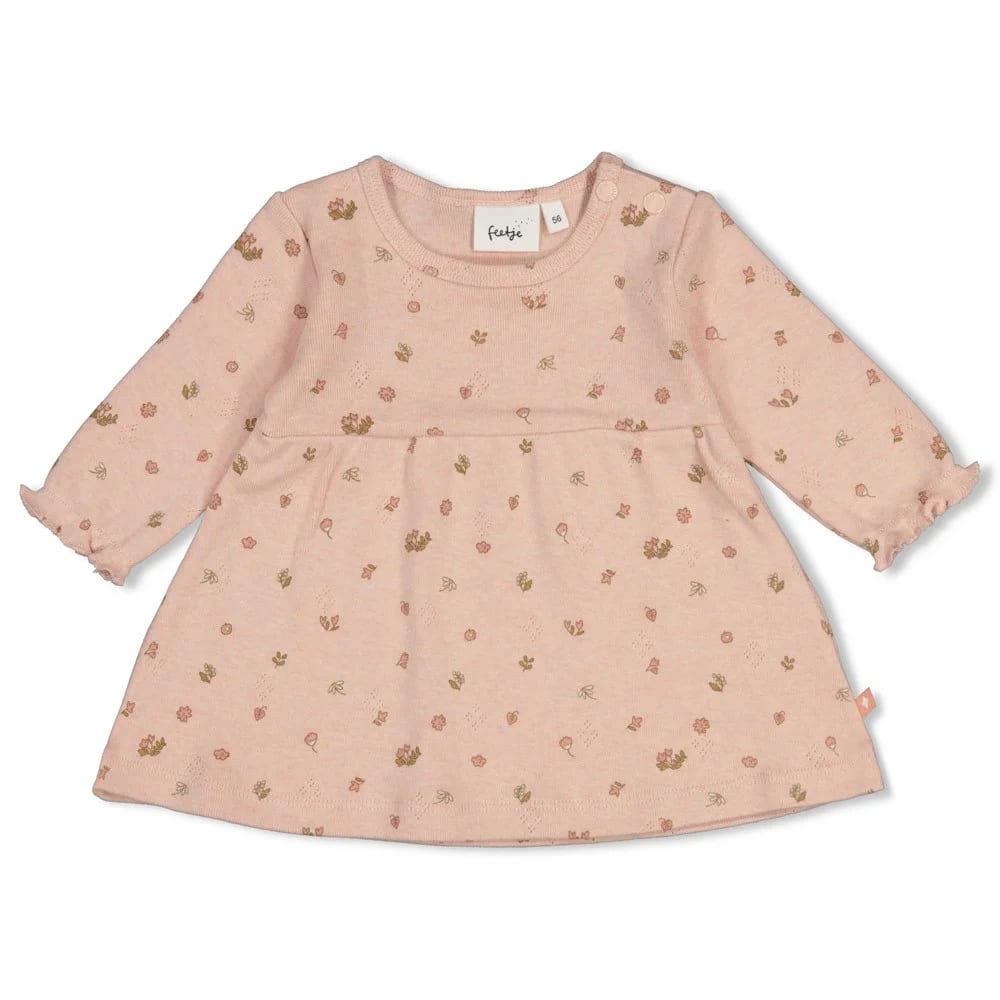 Feetje Jurk Pointelle Rib Aop - Fall In Love