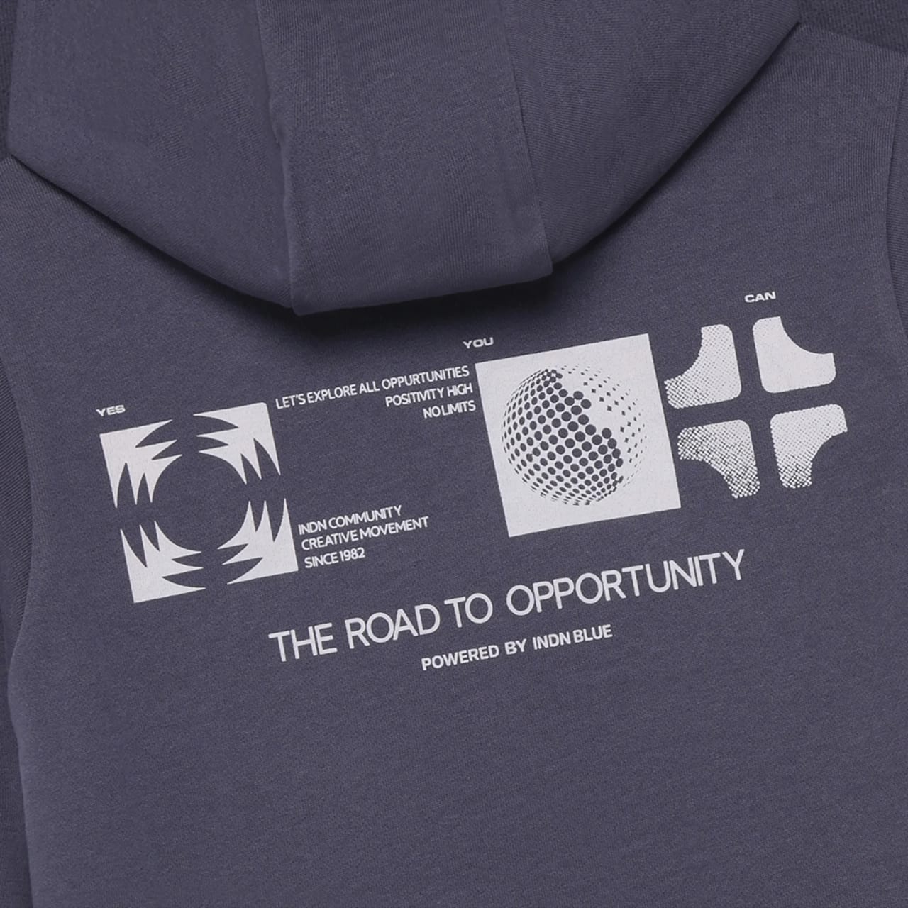 Indian Blue Hoodie Backprint Brushed
