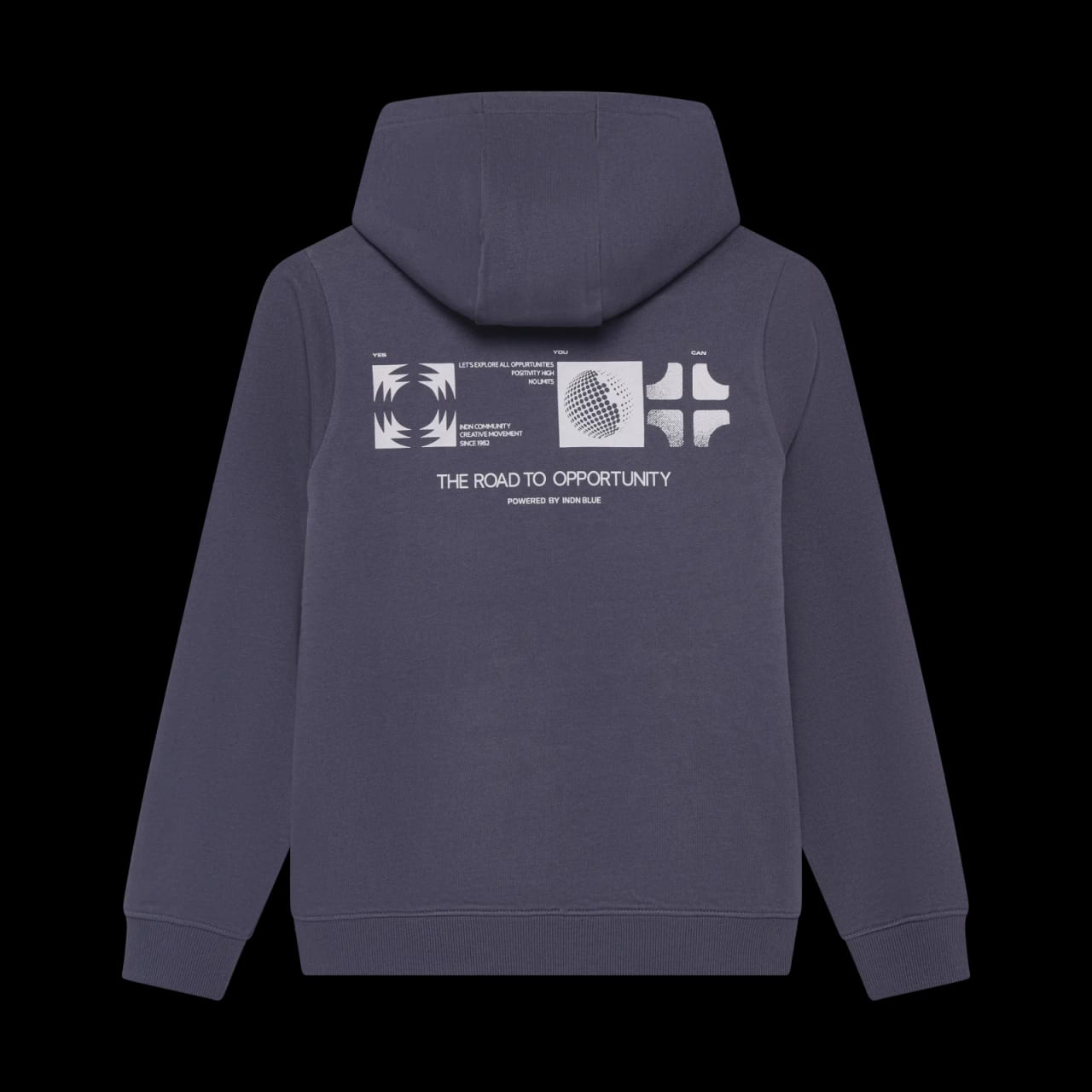 Indian Blue Hoodie Backprint Brushed